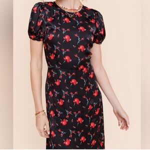 Francesca’s Floral Rose Crew Neck MIDI Dress